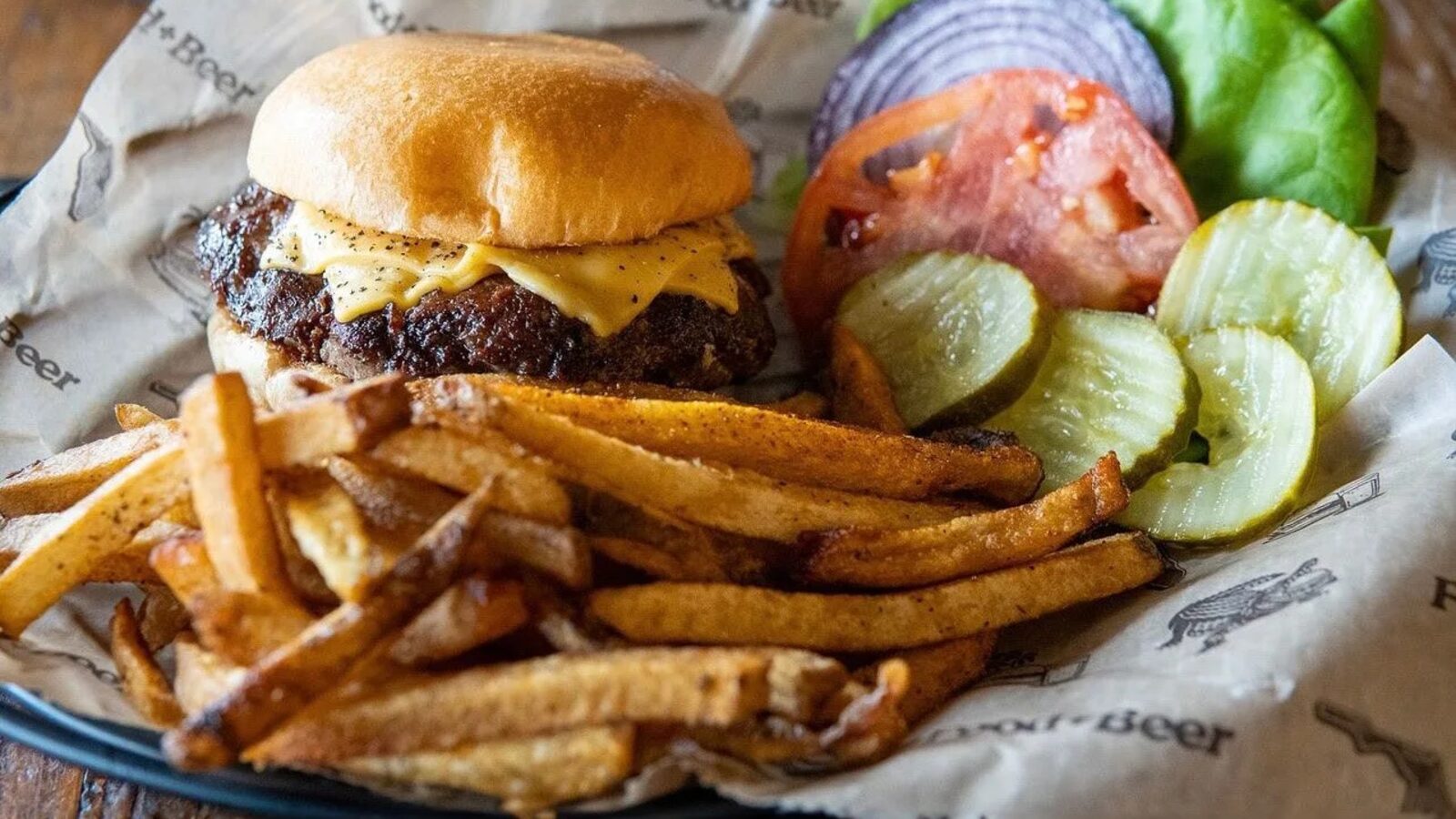 A cheeseburger and hand-cut fries at Food and Beer in Sarasota